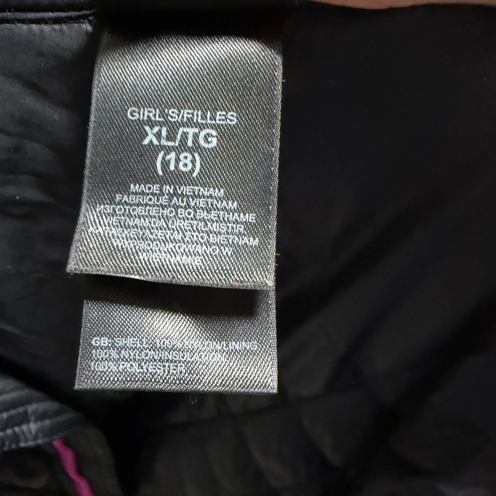 The North Face Kids Quilted Black Jacket with Pink Accents - Picture 2 of 3